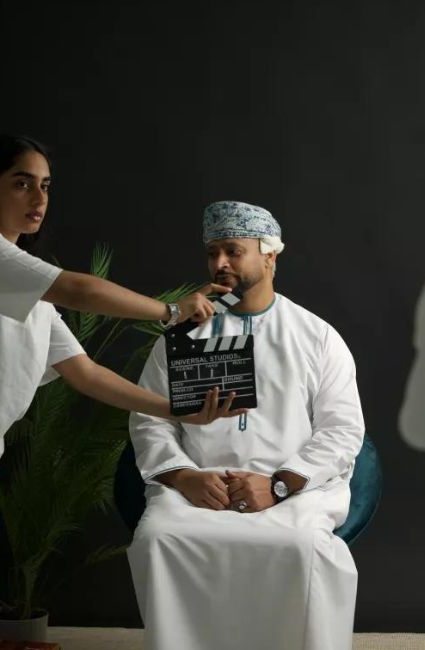 A clapperboard marks the start of an interview take