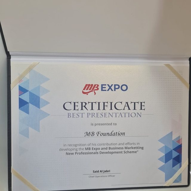 MB Expo: Best Presentation certificate